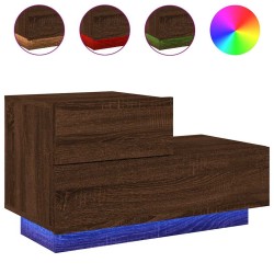 Table de chevet avec lumières LED chêne marron 70x36x40,5 cm 628211628211