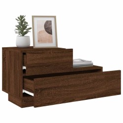 Table de chevet avec lumières LED chêne marron 70x36x40,5 cm 628211628211