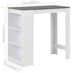 Table de bar avec étagère Blanc 110x50x103 cm 628219628219