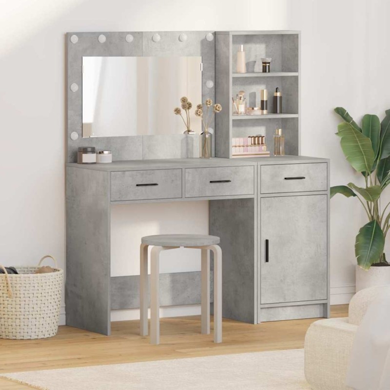 Table de Toilette avec tiroir 2 pcs Gris Bois d'ingénierie 628221628221