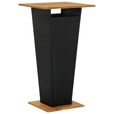 Table de bar Noir 60x60x110 cm Résine tressée et bois d'acacia 628222628222