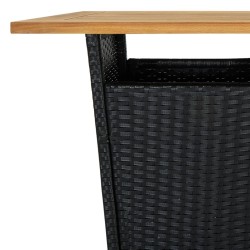 Table de bar Noir 60x60x110 cm Résine tressée et bois d'acacia 628222628222