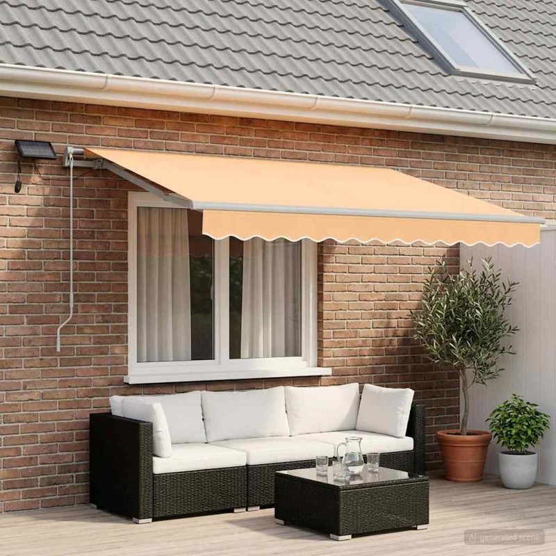 Auvent rétractable Sable 350 x 250 cm Tissu et Aluminium 628235628235