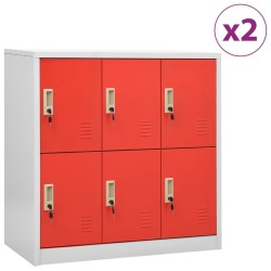 Armoires à casiers 2 pcs Gris clair et rouge 90x45x92,5cm Acier 628236628236