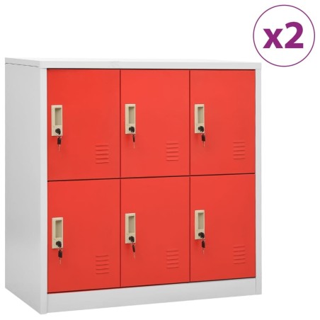 Armoires à casiers 2 pcs Gris clair et rouge 90x45x92,5cm Acier 628236628236