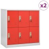 Armoires à casiers 2 pcs Gris clair et rouge 90x45x92,5cm Acier 628236628236