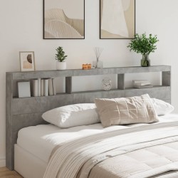 Armoire tête de lit avec LED gris béton 220x17x102 cm 628237628237