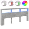Armoire tête de lit avec LED gris béton 220x17x102 cm 628237628237