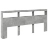 Armoire tête de lit avec LED gris béton 220x17x102 cm 628237628237