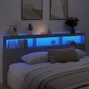 Armoire tête de lit avec LED gris béton 220x17x102 cm 628237628237