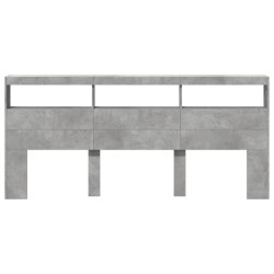 Armoire tête de lit avec LED gris béton 220x17x102 cm 628237628237