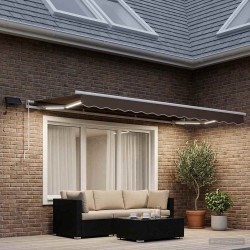 Auvent rétractable Taupe 300 x 250 cm Tissu et Aluminium 628248628248