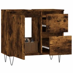 Armoire de bain chêne fumé 65x33x60 cm bois d'ingénierie 628255628255