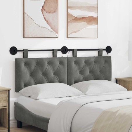 Tête de lit suspendue Avec lumière LED Gris foncé Velours 628256628256
