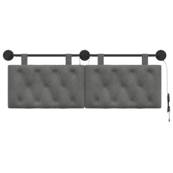 Tête de lit suspendue Avec lumière LED Gris foncé Velours 628256628256