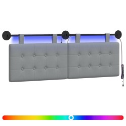 Tête de lit suspendue Avec lumière LED Gris clair Tissu 628273628273