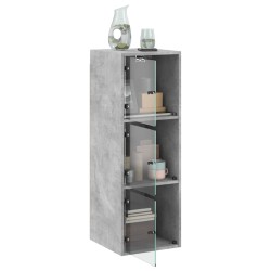 Armoire murale avec portes en verre gris béton 35x37x100 cm 628274628274