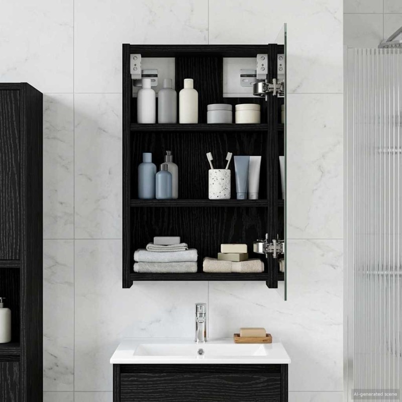 Armoire Miroir de Salle de Bain Chêne noir 30 x 10,5 x 50 cm 628285628285