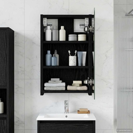 Armoire Miroir de Salle de Bain Chêne noir 30 x 10,5 x 50 cm 628285628285