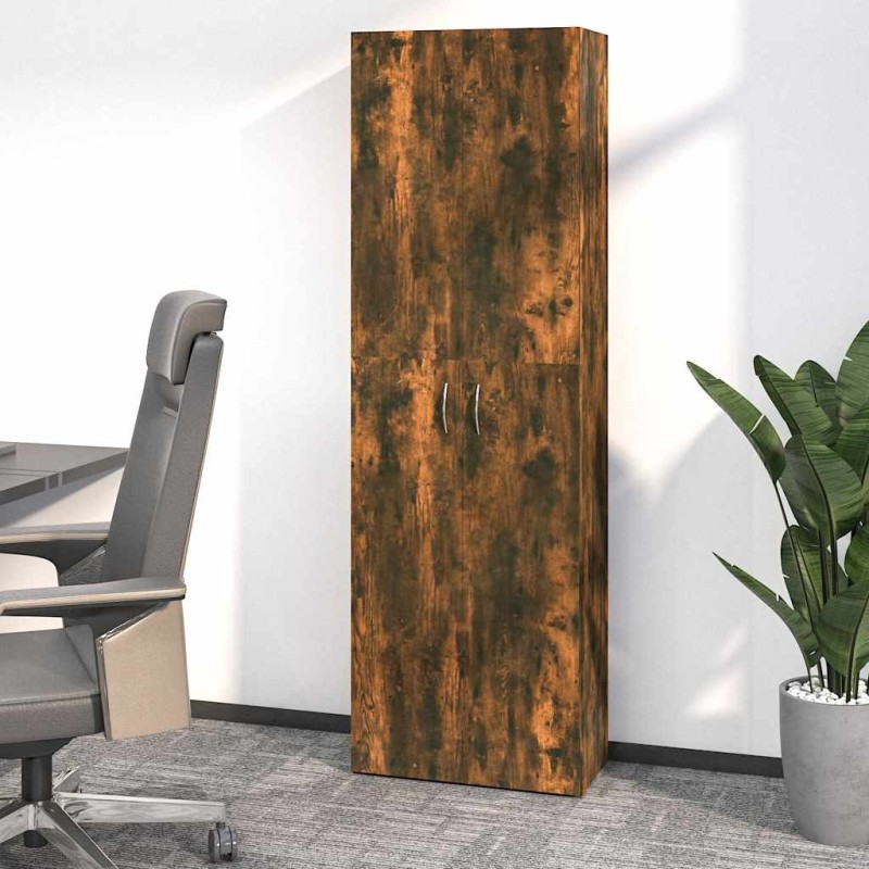 Armoire de bureau Chêne fumé 60x32x190 cm Bois d'ingénierie 628299628299