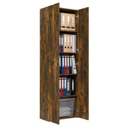 Armoire de bureau Chêne fumé 60x32x190 cm Bois d'ingénierie 628299628299