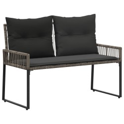 Banc extérieur avec coussin 4 pcs Gris et Gris foncé polyrotin 628302628302