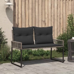 Banc extérieur avec coussin 4 pcs Gris et Gris foncé polyrotin 628302628302