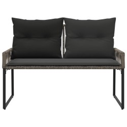 Banc extérieur avec coussin 4 pcs Gris et Gris foncé polyrotin 628302628302