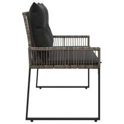Banc extérieur avec coussin 4 pcs Gris et Gris foncé polyrotin 628302628302
