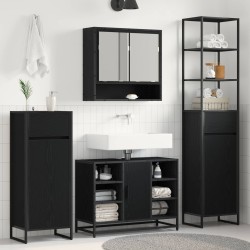 Cabinet de salle de bain avec porte Chêne noir 40 x 30 x 180 cm 628321628321