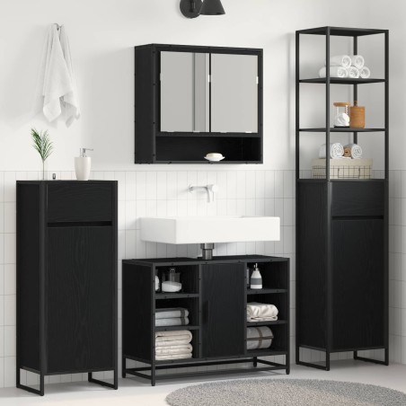 Cabinet de salle de bain avec porte Chêne noir 40 x 30 x 180 cm 628321628321