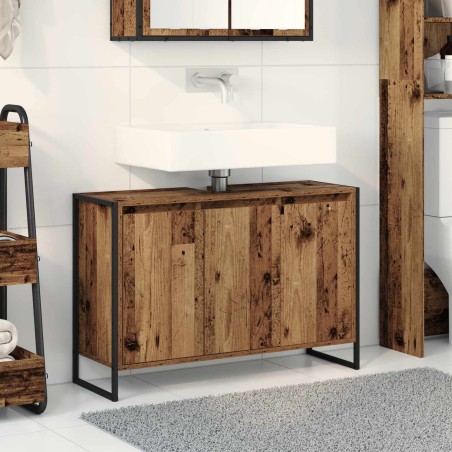 Cabinet de salle de bain avec porte Bois Ancien 90 x 30 x 60 cm 628323628323