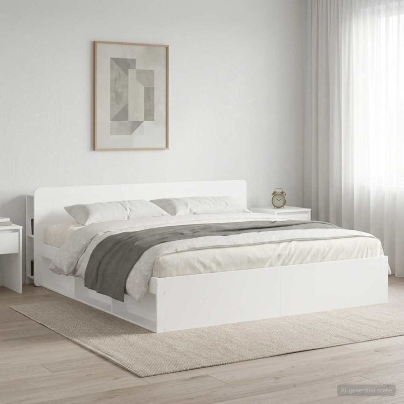 Cabinet de Tête de Lit avec stockage Blanc Bois d'ingénierie 628327628327
