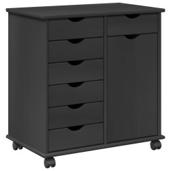 Cabinet roulant Gris 63,5 x 39 x 65,5 cm Bois de Pin Massif 628328628328