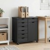 Cabinet roulant Gris 63,5 x 39 x 65,5 cm Bois de Pin Massif 628328628328