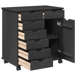 Cabinet roulant Gris 63,5 x 39 x 65,5 cm Bois de Pin Massif 628328628328