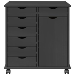 Cabinet roulant Gris 63,5 x 39 x 65,5 cm Bois de Pin Massif 628328628328