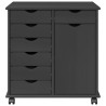 Cabinet roulant Gris 63,5 x 39 x 65,5 cm Bois de Pin Massif 628328628328