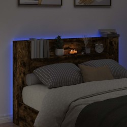 Cabinet de Tête de Lit avec LED Chêne Fumé Bois d'ingénierie 628329628329
