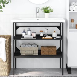 Cadre de lavabo de salle de bain Noir 79x38x83 cm Fer 628330628330