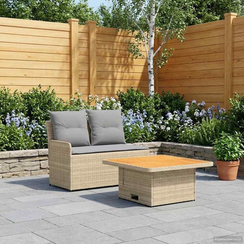 Canapé de jardin avec accoudoirs et table relevable 2 Pièce 628333628333