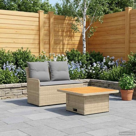 Canapé de jardin avec accoudoirs et table relevable 2 Pièce 628333628333
