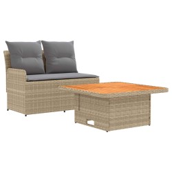 Canapé de jardin avec accoudoirs et table relevable 2 Pièce 628333628333