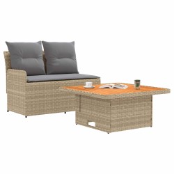 Canapé de jardin avec accoudoirs et table relevable 2 Pièce 628333628333