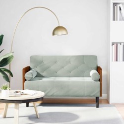 Canapé deux places avec coussins cylindriques gris clair 110 cm velours 628334628334