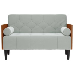 Canapé deux places avec coussins cylindriques gris clair 110 cm velours 628334628334