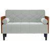 Canapé deux places avec coussins cylindriques gris clair 110 cm velours 628334628334