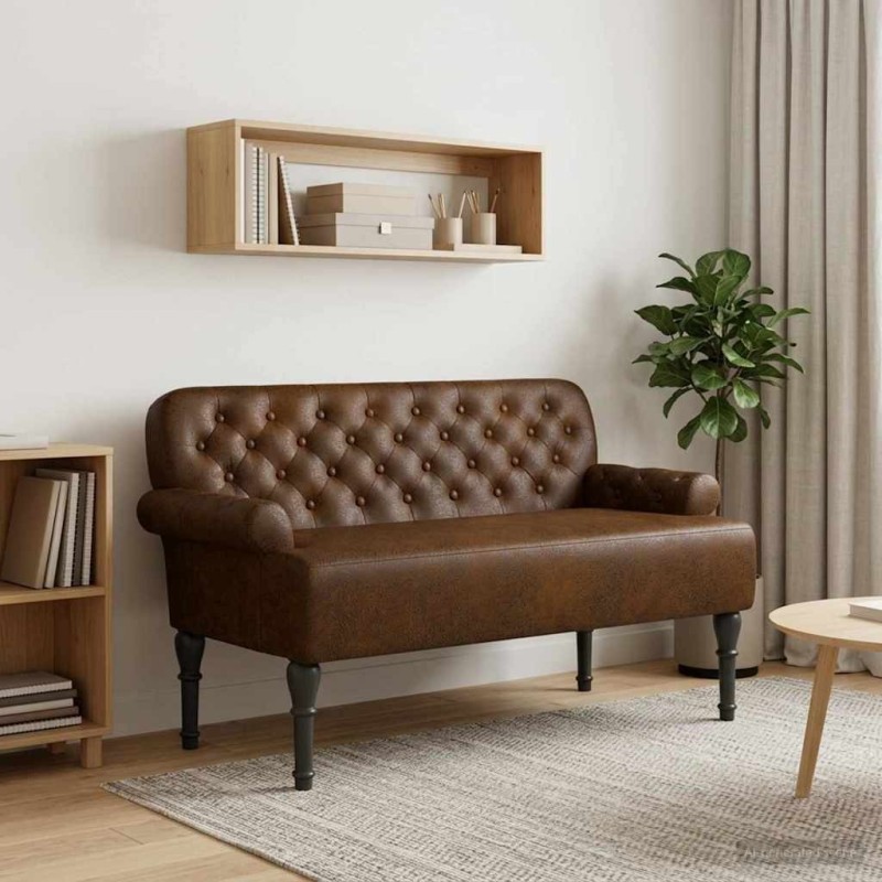 Canapé love seat avec capitonnage en boutons Marron Simili daim 628338628338