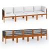 Canapé de jardin 4 places avec coussin en bois d'acacia et corde 628365628365