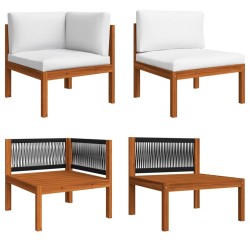 Canapé de jardin 4 places avec coussin en bois d'acacia et corde 628365628365